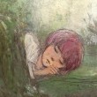  千葉 さちこ：眠る夢の中で - 夢と眠りについて、数点の絵と言葉で小さな物語を紡ぎます。この絵はその一枚です。【138×174mm ／紙本着彩・箔】