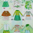 私は生まれてから今まで数えきれないくらい沢山の服を着ました。それらを自分なりにデザインして描きたいと思いました。【162.0×130.5 ／カンバス、アクリル】