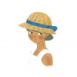 もんまようこ：麦藁帽子 - 四季の中で夏が一番好きです。最高潮の中に終わりの切なさを感じるからだと思います。【148×100mm／アクリル絵具】2009年女子美術大学卒。イラストレーションを描いています。
