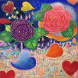 市川 七重：ゆめのばら - 毎年薔薇を描いています。夜と夢と薔薇と、好きなように描いてみました。2007年 女子美術大学芸術学部絵画学科洋画専攻 卒業　現在 児童養護施設職員【652×652mm／アクリル、キャンバス】