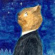 猫の事務所：泣き猫 - 【224×316mm ／アクリル、色鉛筆、マーカー】