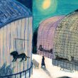月夜のけだもの：動物園の夜 - 【224×316mm ／アクリル、カランダッシュ、オイルパステル】