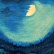 月夜のけだもの：不穏な月 - 【224×316mm ／アクリル、カランダッシュ、オイルパステル】